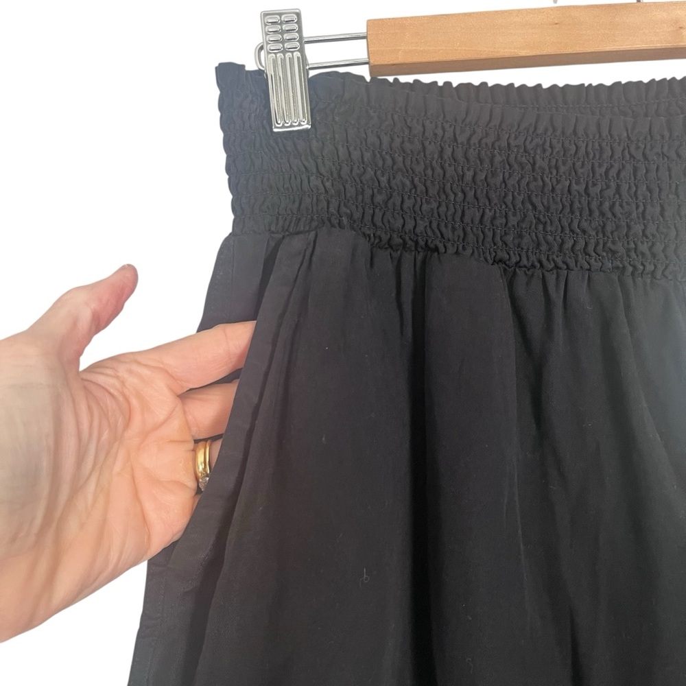 Calvin Klein Black Wide Leg Pant Womens Medium Black Pull On Smocked Palazzo NWT - Picture 2 of 10